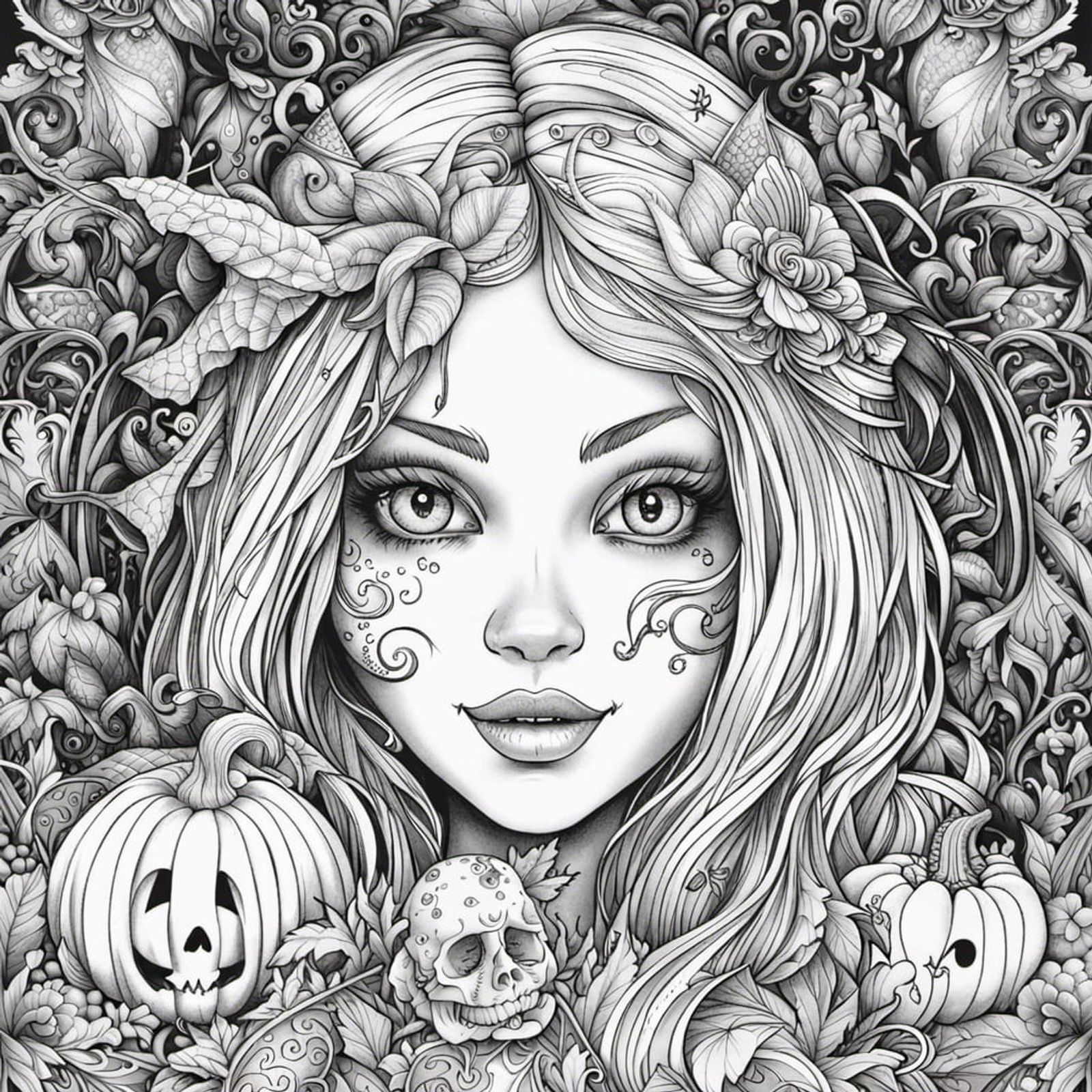 outline art for adults coloring book cute halloween coloring pages with  witch, adult style, white background, Sketch style, full body, only - AI  Generated Artwork - NightCafe Creator